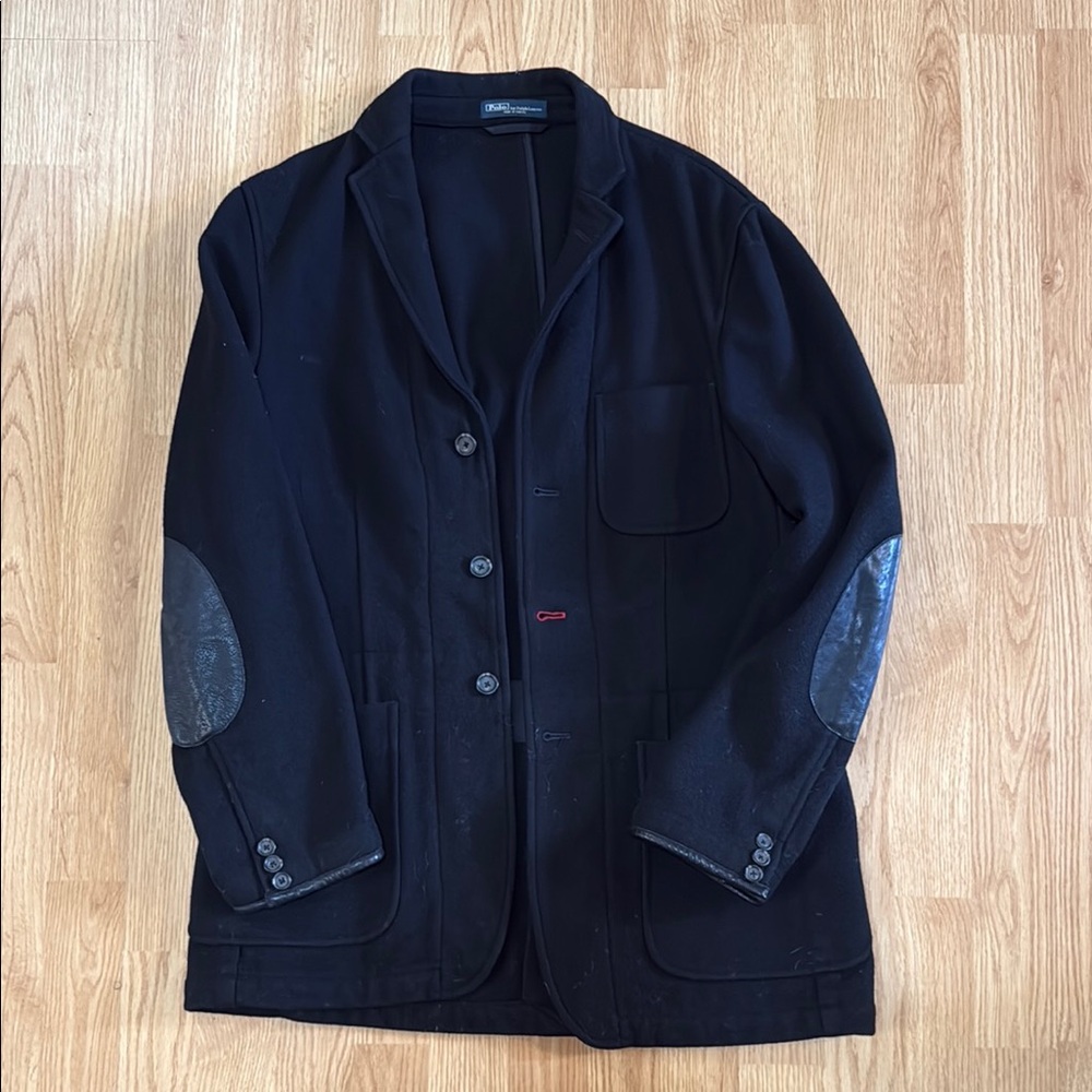 Ralph Lauren wool black jacket with Leather Elbow Patches